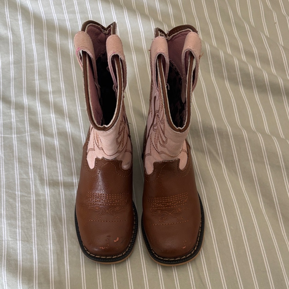 Rollda Pink and Brown Western Boots - Picture 3 of 9